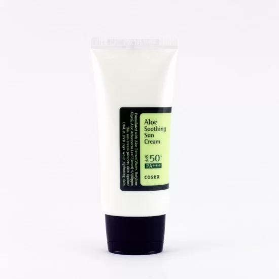 COSRX Aloe Soothing Sun Cream SPF 50+ PA+++ 50ml Front-550x550.jpg COSRX ALOE SOOTHING SUN CREAM SPF50+PA++ 50ML - Image 1